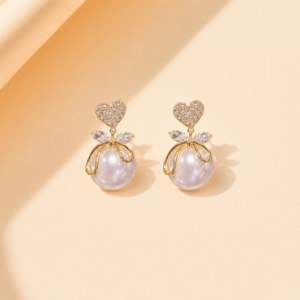 Mina Heart Bow Pearl Drops